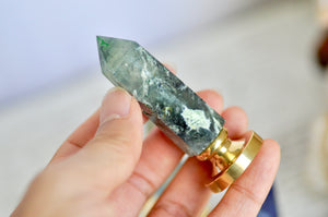 OOAK Prehnite Point Tower Wax Seal Handle