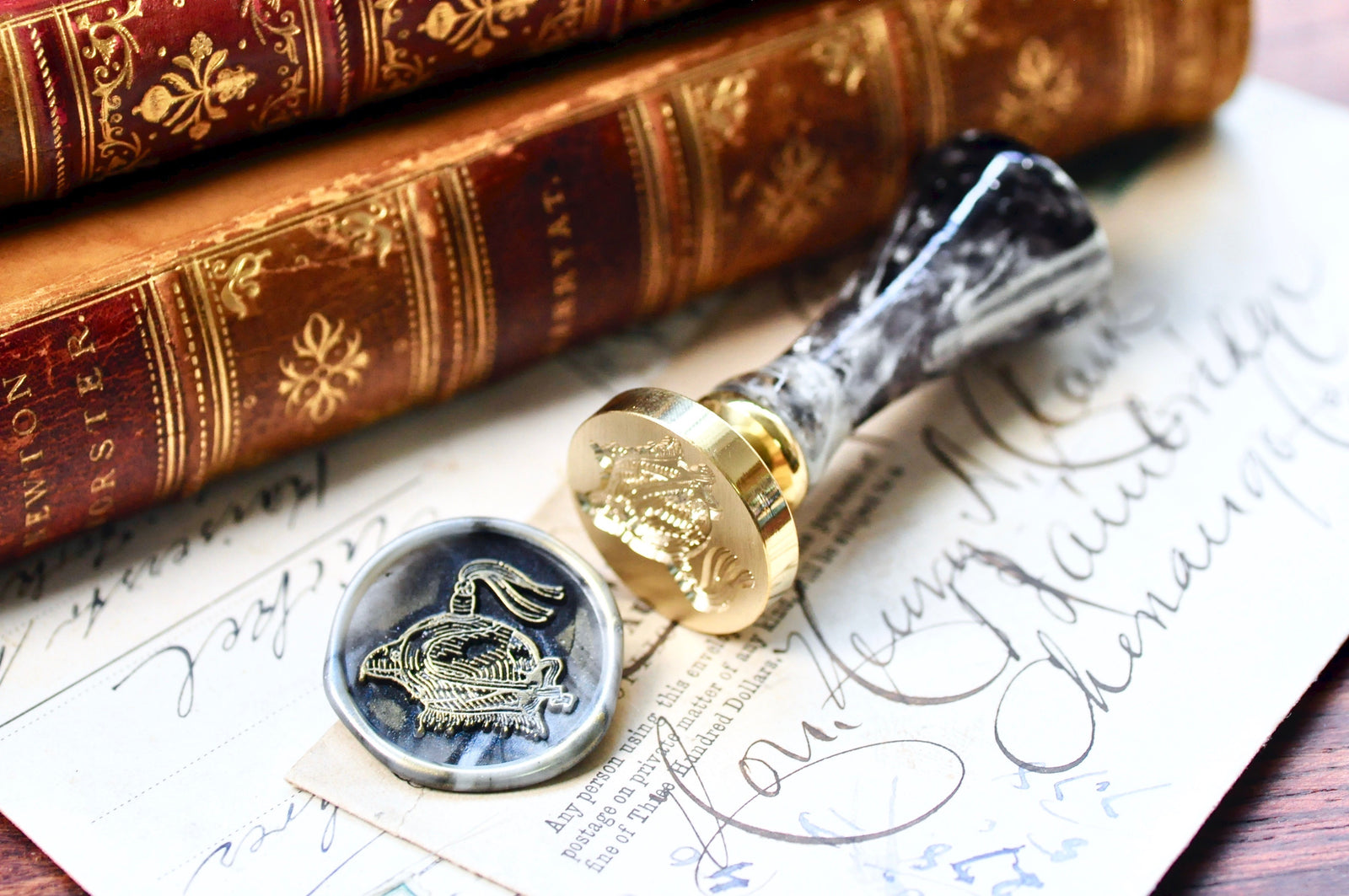 Falconry Hawk Wax Seal Stamp Designed by Jaime Montalvo - Backtozero B20 - Bird, blindfold, collaboration, handleupgrade, newarrivals, rekka, Retro, Signature, signaturehandle, tattoo