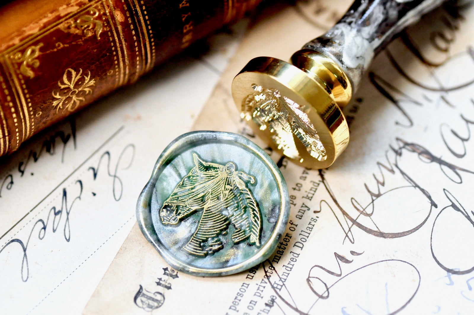 Picador Horse Wax Seal Stamp Designed by Jaime Montalvo - Backtozero B20 - blindfold, collaboration, handleupgrade, Horse, newarrivals, rekka, Retro, Signature, signaturehandle, tattoo