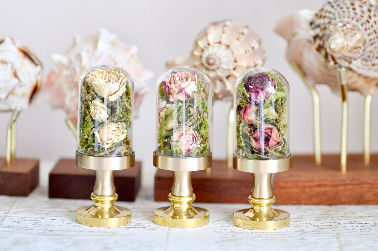 OOAK Dried Roses Glass Dome Wax Seal Handle