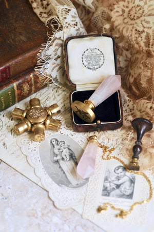 OOAK Rose Quartz Dual-Purpose Wax Seal Handle Pendant Necklace