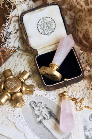 OOAK Rose Quartz Dual-Purpose Wax Seal Handle Pendant Necklace