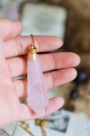 OOAK Rose Quartz Dual-Purpose Wax Seal Handle Pendant Necklace