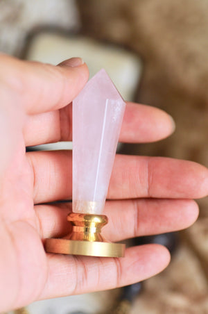 OOAK Rose Quartz Dual-Purpose Wax Seal Handle Pendant Necklace