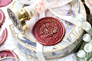 Roses with Round Frame 3D Emboss Wax Seal Stamp