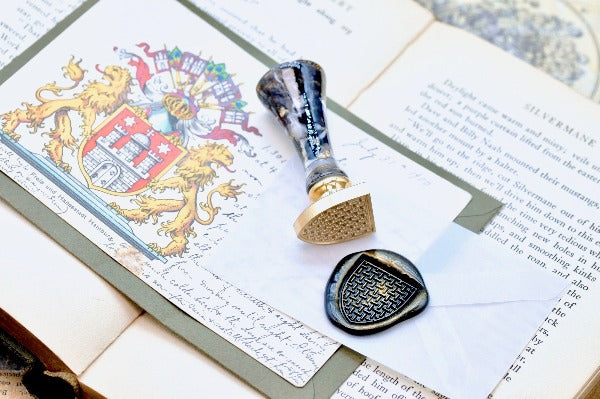 Heraldic Pattern Shield Wax Seal Stamp | Ashen - Backtozero B20 - Heraldic, heraldry, pattern, shield, Signature, signaturehandle