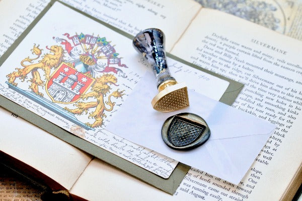 Heraldic Pattern Shield Wax Seal Stamp | Dots - Backtozero B20 - Heraldic, heraldry, pattern, shield, Signature, signaturehandle