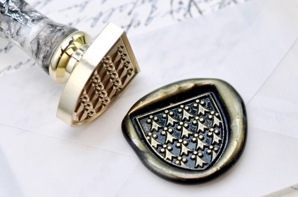 Heraldic Pattern Shield Wax Seal Stamp | Ermine - Backtozero B20 - Heraldic, heraldry, pattern, shield, Signature, signaturehandle