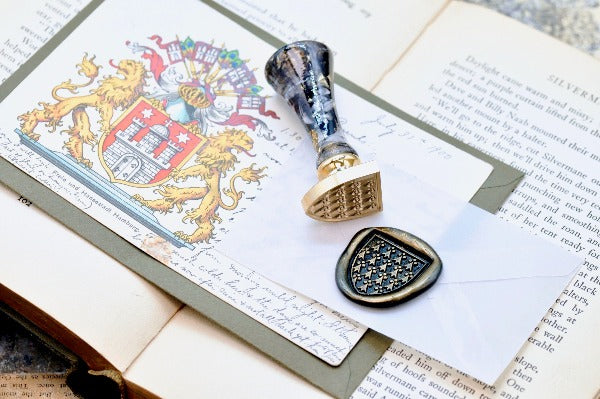 Heraldic Pattern Shield Wax Seal Stamp | Ermine - Backtozero B20 - Heraldic, heraldry, pattern, shield, Signature, signaturehandle