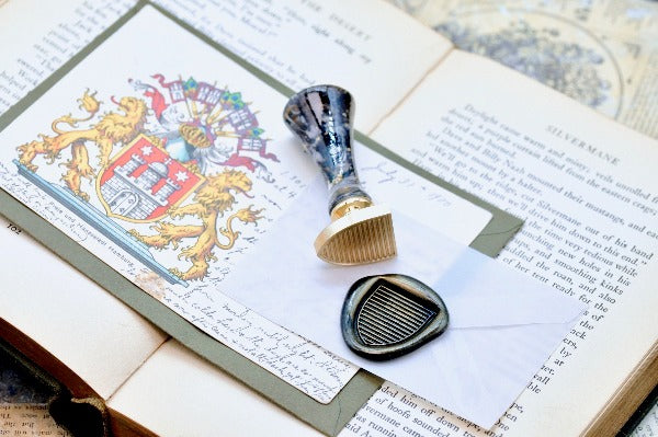 Heraldic Pattern Shield Wax Seal Stamp | Azure - Backtozero B20 - Heraldic, heraldry, pattern, shield, Signature, signaturehandle