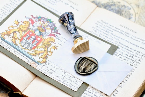 Heraldic Pattern Shield Wax Seal Stamp | Murrey - Backtozero B20 - grid, Heraldic, heraldry, pattern, shield, Signature, signaturehandle