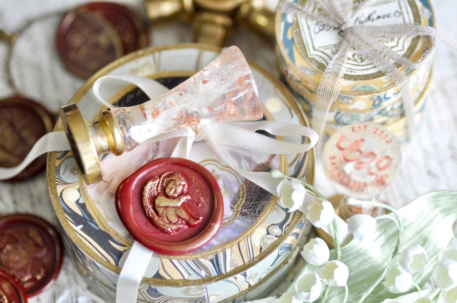 Sleeping Cherub with Stars 3D Emboss Wax Seal Stamp