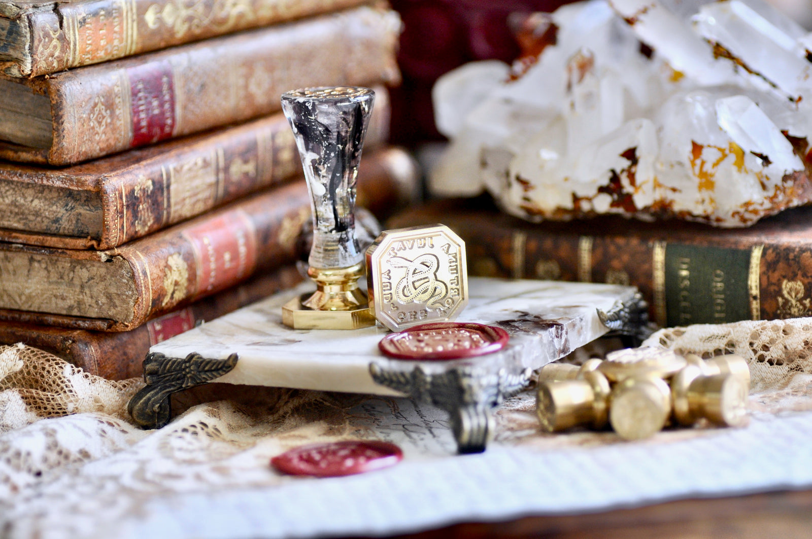 Snake Latin Motto Wax Seal Stamp | Courage | O