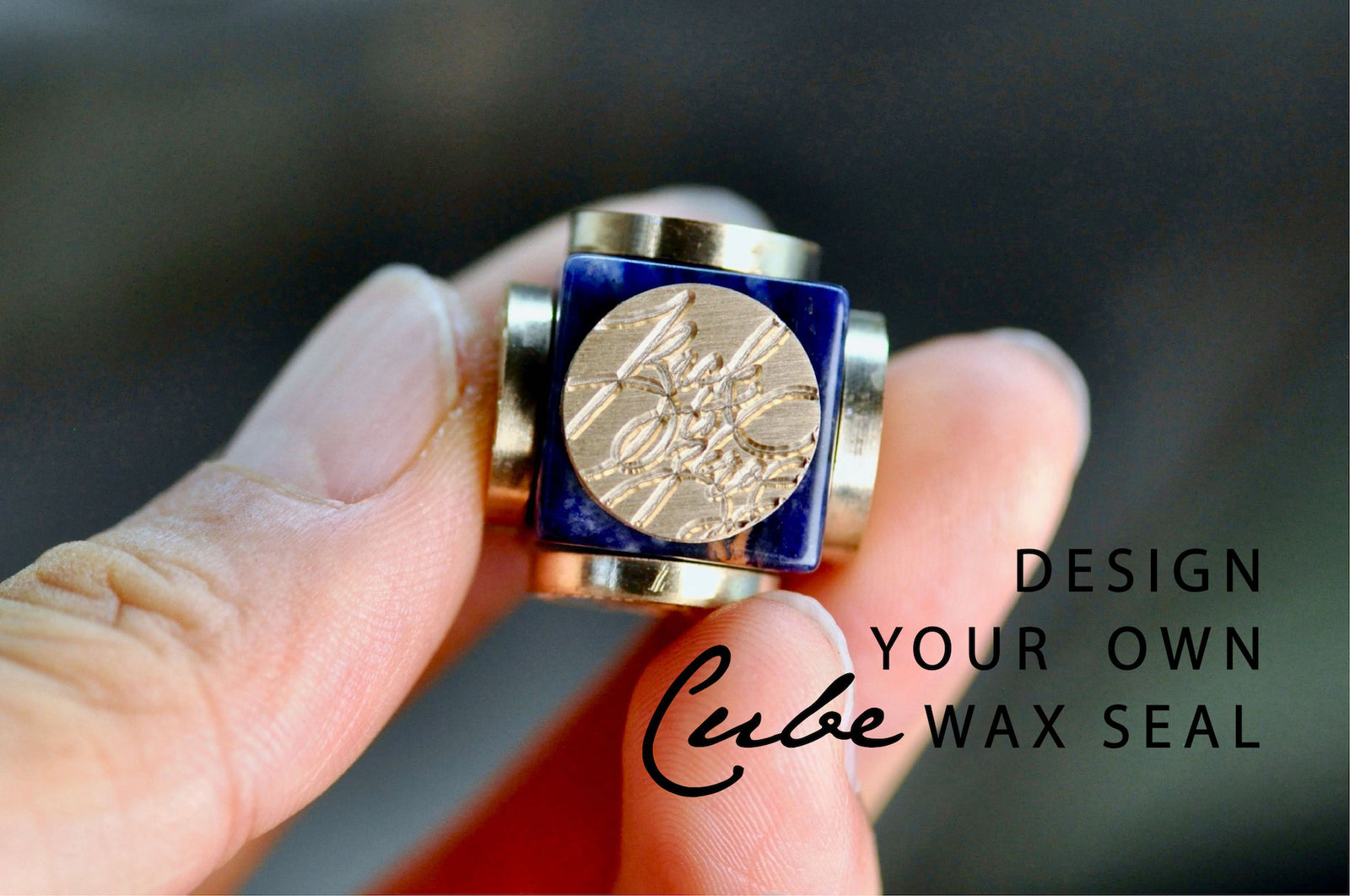 OOAK Design Your Own Cube Wax Seal | Sodalite - Backtozero B20 - antique, antique inspired, bespoke, cube, Custom, customcube, Design Your Own, natural stone, newarrivals, Retro, stone