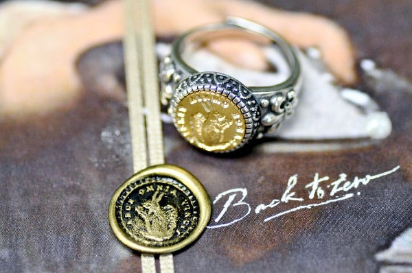 Squirrel Latin Motto Fleur De Lis Signet Ring - Backtozero B20 - 12f, 12mm, 12mm ring, 925 Silver, accessory, dedication, determination, Fleur de Lis, hard work, him, Intaglio, Intaglio ring, jewelry, latin, latin motto, Message, ring, seal, seal ring, signet, size 10, size 11, size 8, size 9, wax seal, wax seal stamp