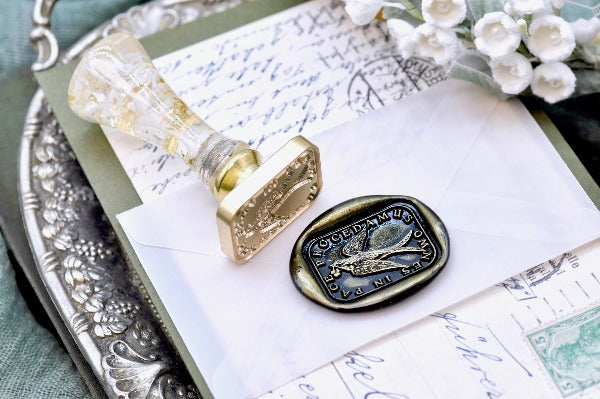 Swallow with Clover Latin Motto Wax Seal Stamp