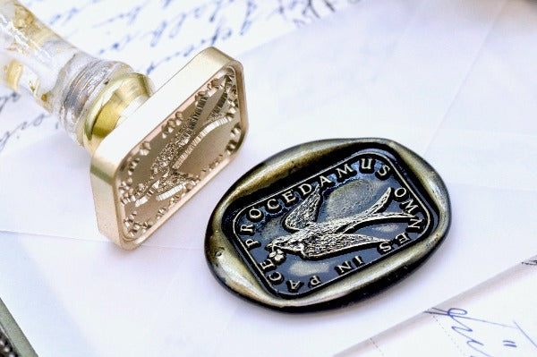 Swallow with Clover Latin Motto Wax Seal Stamp