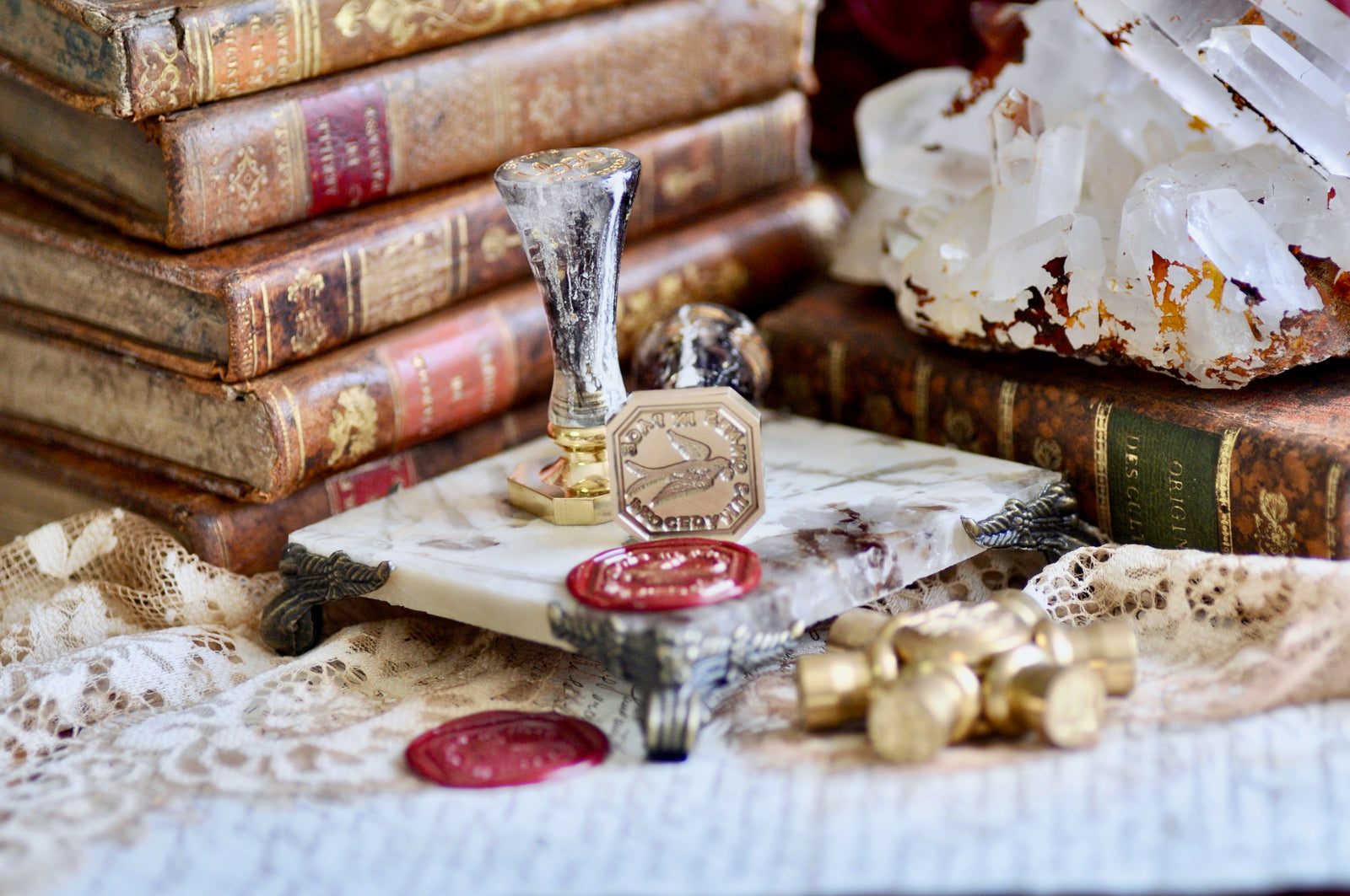 Swallow with Clover Latin Motto Wax Seal Stamp | Positivity | O