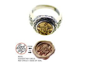 Design your own 10mm Deco Signet Ring - Backtozero B20 - 10fd, 10mm, 10mm ring, accessory, bespoke, Custom, custom ring, customsignet, Design Your Own, Fleur de Lis, him, jewelry, ring, seal, seal ring, signet ring, size 10, size 11, size 8, size 9, wax seal, wax seal stamp, wreath