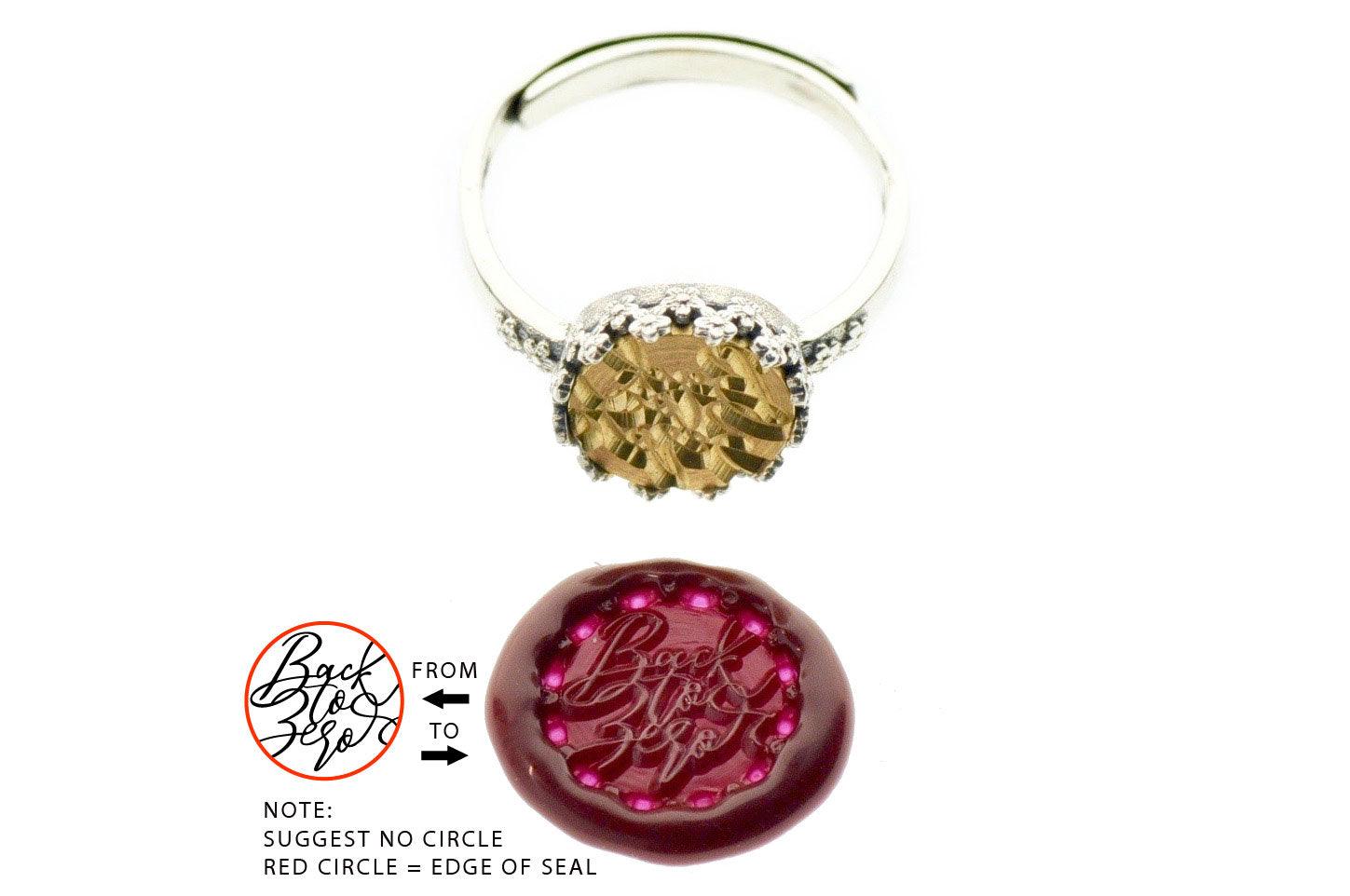 Design your own 10mm Flower Crown Signet Ring - Backtozero B20 - 10fc, 10mm, 10mm ring, accessory, bespoke, Crown, Custom, custom ring, customsignet, Design Your Own, floral, Flower, jewelry, ring, seal, seal ring, signet ring, size 6, size 7, size 8, wax seal, wax seal stamp, wreath