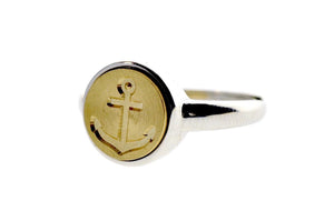 Anchor Minimal Signet Ring - Backtozero B20 - 10m, 10mm, 10mm ring, accessory, Anchor, her, jewelry, minimal, Nautical, ring, seal, seal ring, signet ring, Silver, simple, size 10, size 6, size 7, size 8, size 9, wax seal, wax seal ring, wax seal stamp