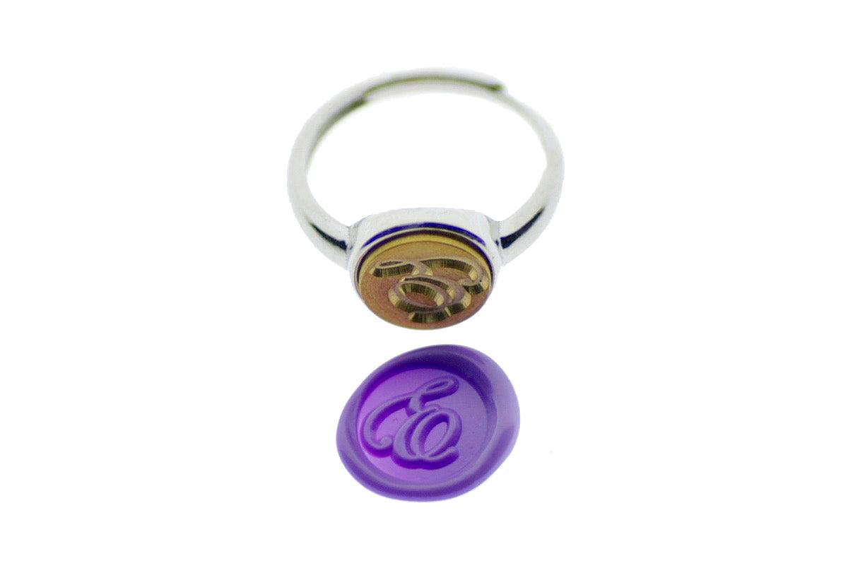 Script Initial Signet Ring - Backtozero B20 - 1 initial, 10m, 10mm, 10mm ring, 10mn, 1initial, accessory, Custom, custom ring, her, Initial, initial ring, jewelry, Lavender, minimal, Personalized, ring, seal, seal ring, signet ring, simple, size 10, size 6, size 7, size 8, size 9, wax seal, wax seal ring, wax seal stamp
