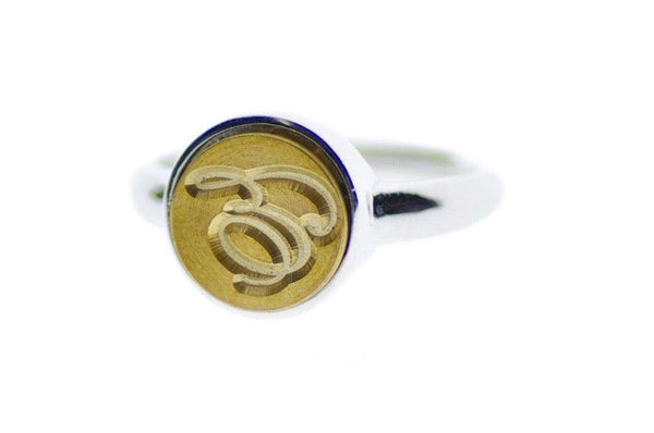 Personalized Custom Script Initial Minimal 925 Silver Signet Wax Seal ...
