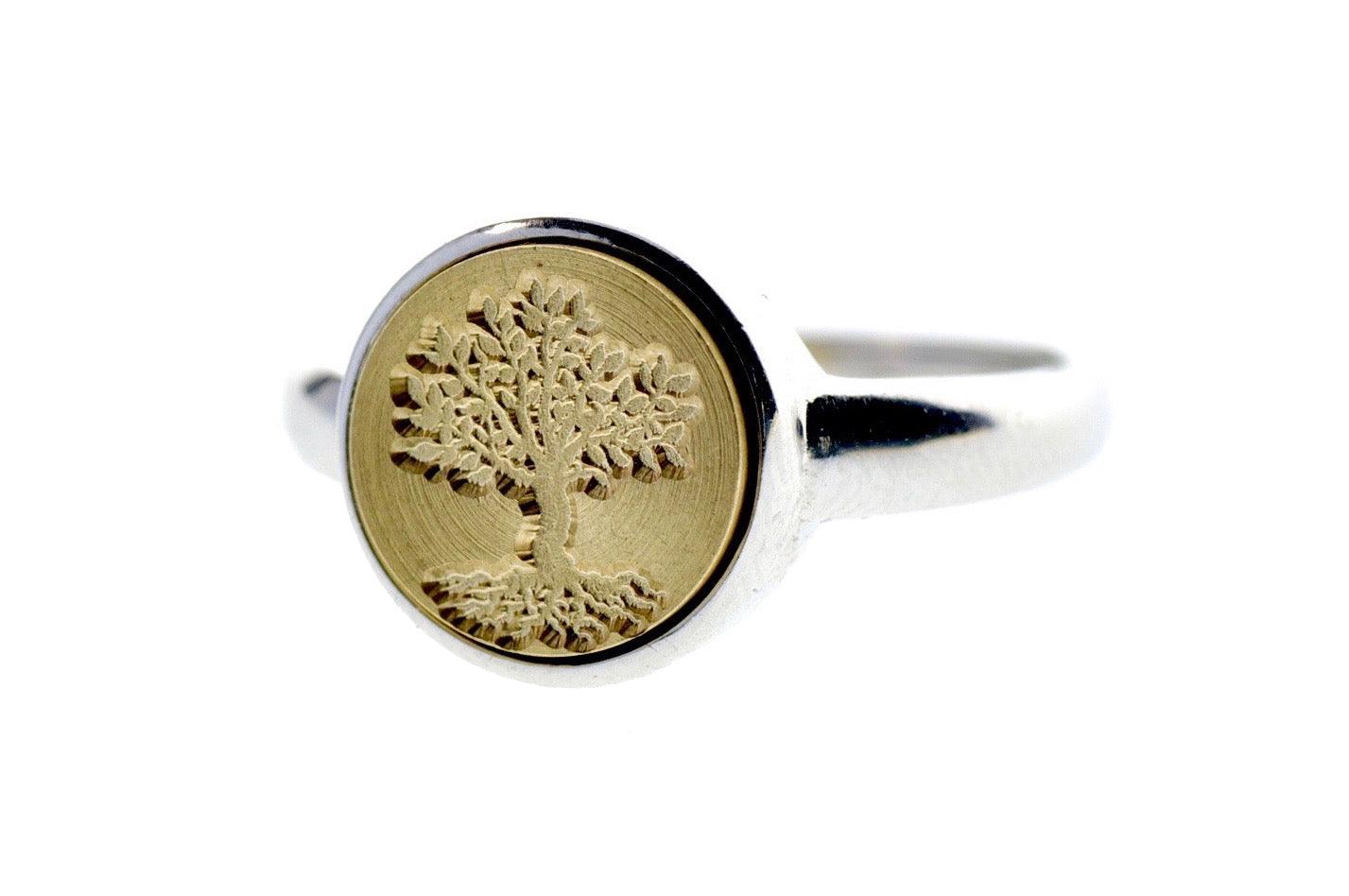Tree of LIfe Signet Ring - Backtozero B20 - 10m, 10mm, 10mm ring, accessory, Grass Green, her, jewelry, minimal, Nature, ring, seal, seal ring, signet ring, simple, size 10, size 6, size 7, size 8, size 9, Tree, wax seal, wax seal ring, wax seal stamp