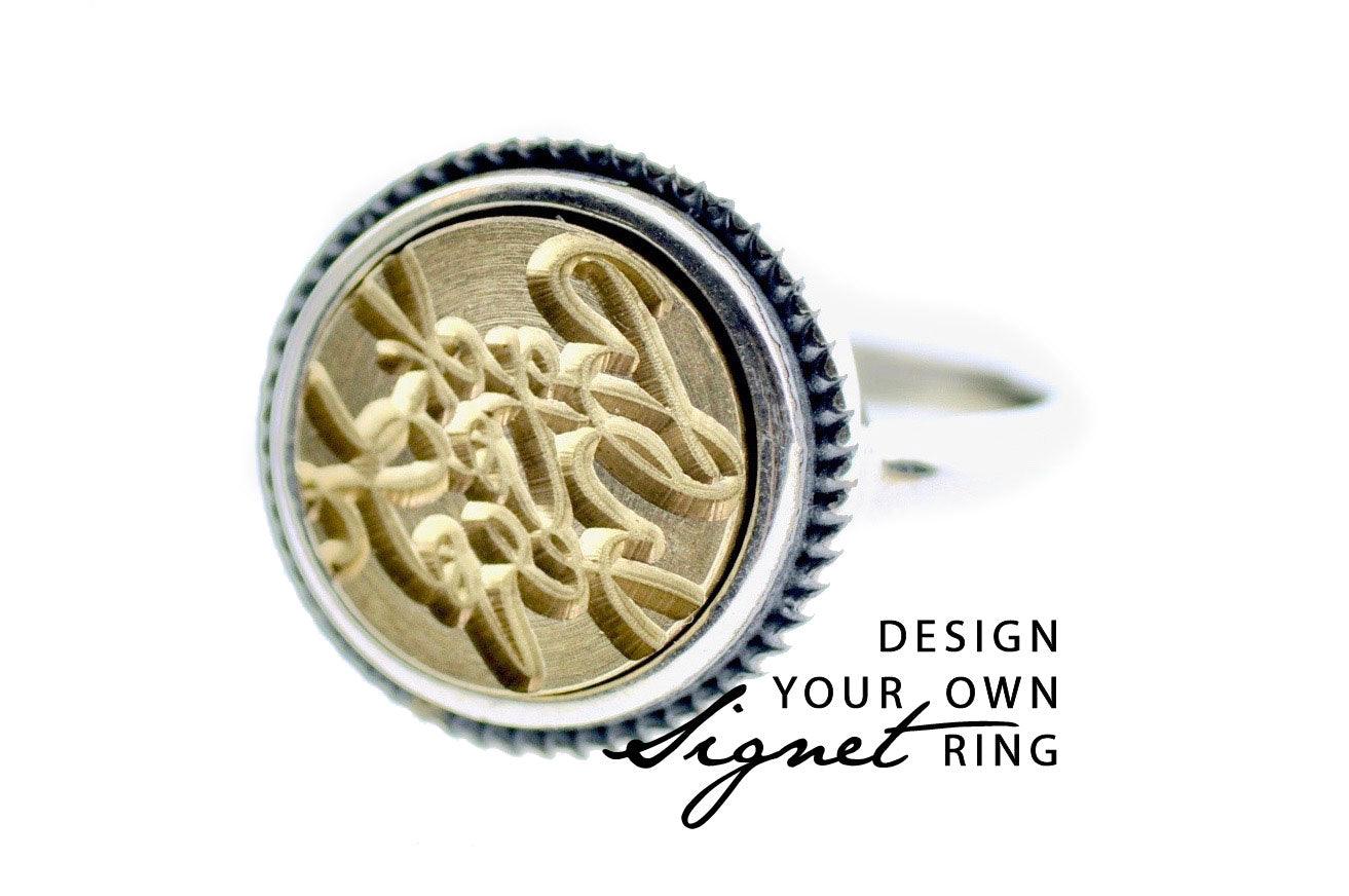 Design your own 12mm Classic Signet Ring - Backtozero B20 - 12c, 12mm, 12mm ring, accessory, classic, Custom, custom ring, customsignet, Design Your Own, her, jewelry, size 6, size 7, size 8, size 9, wax seal, wax seal ring, wax seal stamp