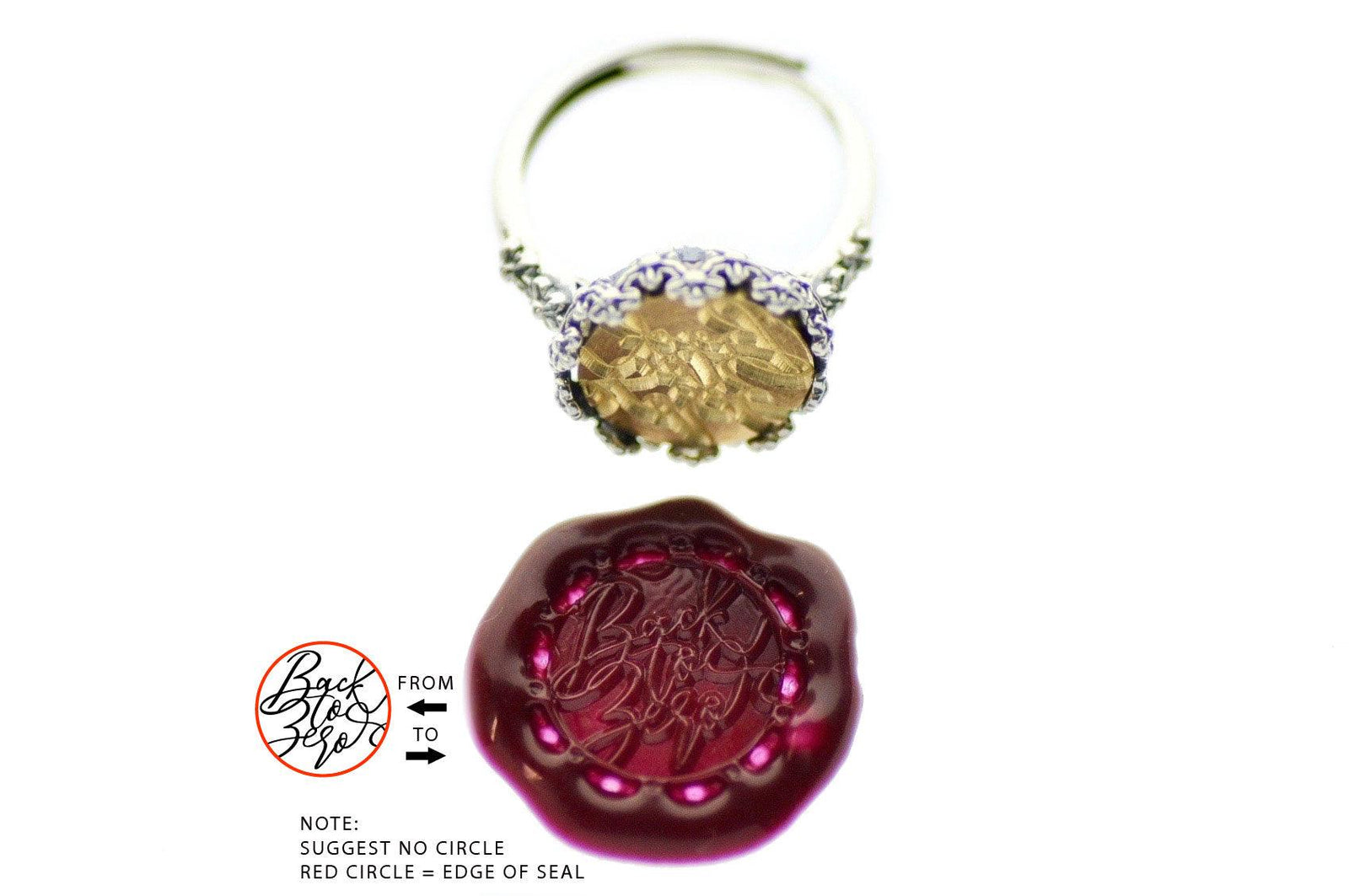 Design your own 12mm Flower Crown Signet Ring - Backtozero B20 - 12fc, 12mm, 12mm ring, accessory, Crown, Custom, custom ring, customsignet, Design Your Own, floral, Flower, her, jewelry, size 6, size 7, size 8, wax seal, wax seal ring, wax seal stamp