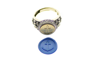 Anchor Fleur De Lis Signet Ring - Backtozero B20 - 12f, 12mm, 12mm ring, accessory, Anchor, Fleur de Lis, him, jewelry, Nautical, ring, signet ring, size 10, size 11, size 8, size 9, wax seal, wax seal ring, wax seal stamp
