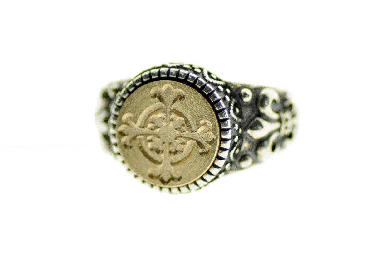 Cross Signet Ring - Backtozero B20 - 12f, 12mm, 12mm ring, accessory, Cross, Deco, Decorative, Fleur de Lis, him, jewelry, ring, signet ring, size 10, size 11, size 8, size 9, wax seal, wax seal ring, wax seal stamp
