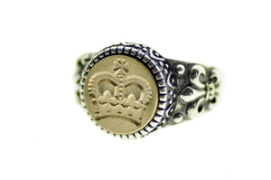 Royal Crown Signet Ring - Backtozero B20 - 12f, 12mm, 12mm ring, accessory, Crown, Fleur de Lis, him, jewelry, ring, Royal, signet ring, size 10, size 11, size 8, size 9, wax seal, wax seal ring, wax seal stamp