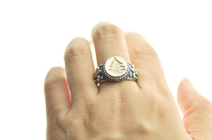 Fern Signet Ring - Backtozero B20 - 12f, 12mm, 12mm ring, accessory, Botanical, fern, Fleur de Lis, him, jewelry, Leaf, Leafs, Plant, ring, signet ring, size 10, size 11, size 8, size 9, wax seal, wax seal ring, wax seal stamp