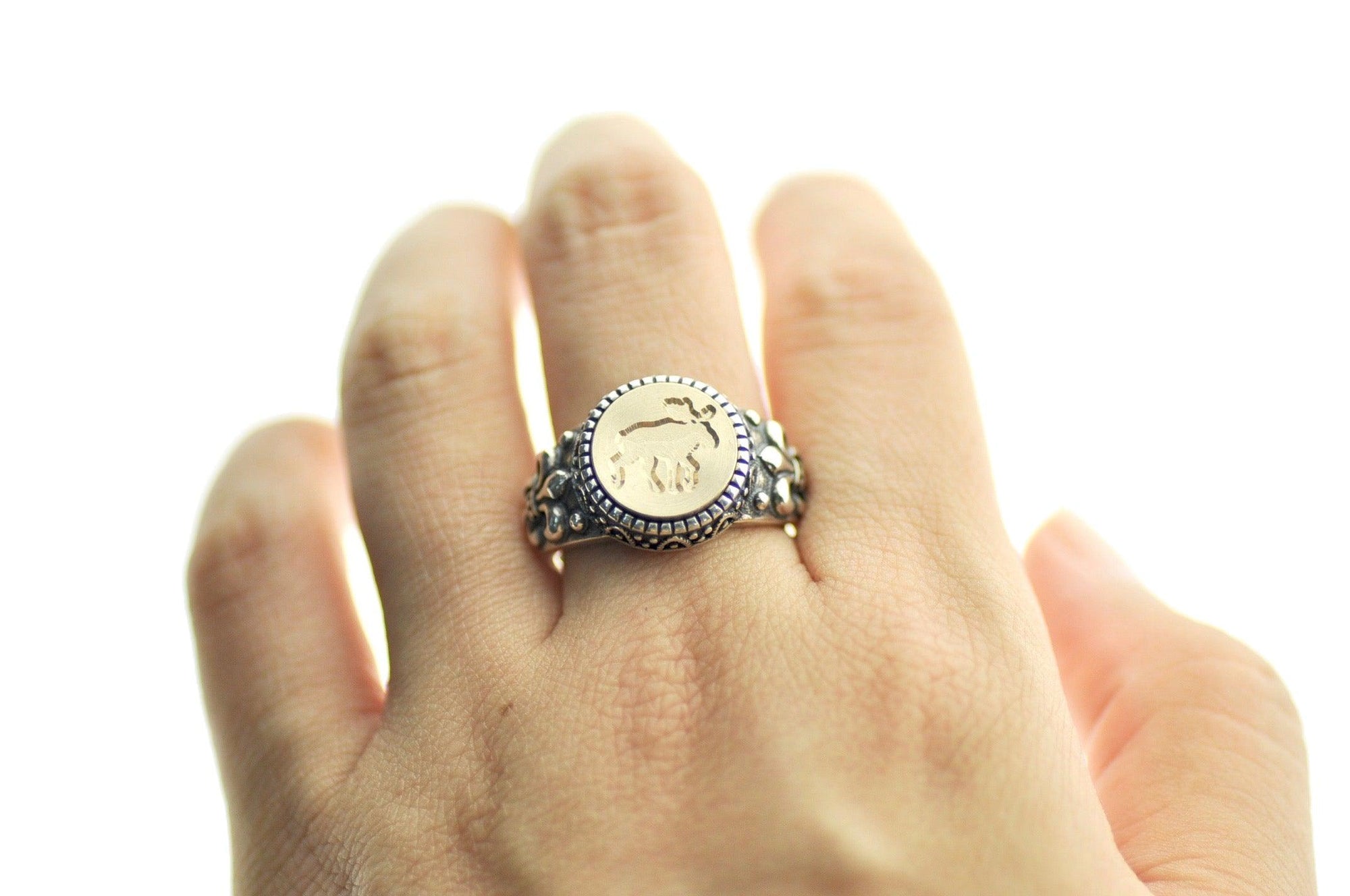 Moose Signet Ring - Backtozero B20 - 12f, 12mm, 12mm ring, accessory, Animal, Fleur de Lis, him, jewelry, Moose, ring, signet ring, size 10, size 11, size 8, size 9, wax seal, wax seal ring, wax seal stamp, Woodland Animal