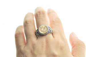 Laurel Wreath Initial Signet Ring - Backtozero B20 - 12f, 12mm, 12mm ring, 1initial, accessory, Custom, custom ring, Fleur de Lis, him, Initial, jewelry, One Initial, Personalized, ring, signet ring, size 10, size 11, size 8, size 9, wax seal, wax seal ring, wax seal stamp, wreath