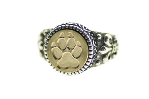 Paw Signet Ring - Backtozero B20 - 12f, 12mm, 12mm ring, accessory, Animal, Fleur de Lis, him, jewelry, paw, paw print, ring, signet ring, size 10, size 11, size 8, size 9, wax seal, wax seal ring, wax seal stamp