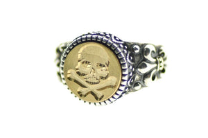 Skull Bone Signet Ring - Backtozero B20 - 12f, 12mm, 12mm ring, accessory, Bone, Fleur de Lis, him, jewelry, ring, signet ring, size 10, size 11, size 8, size 9, Skull, wax seal, wax seal ring, wax seal stamp