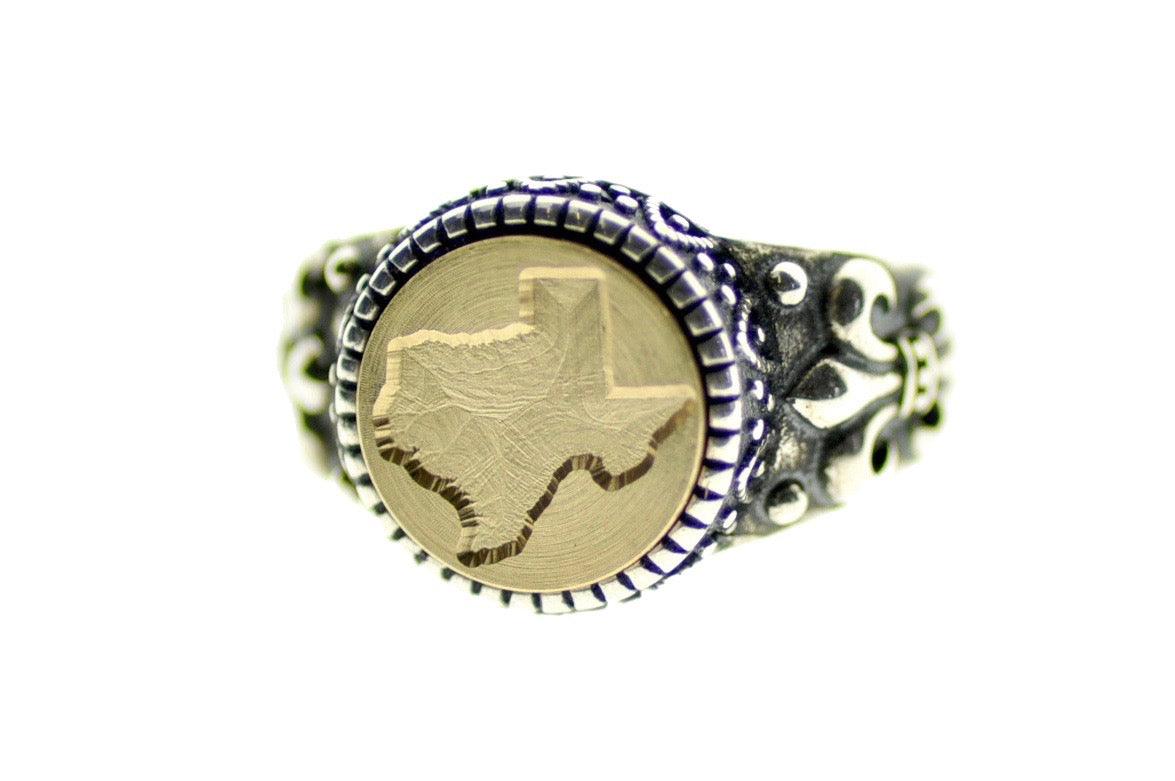 Home State Signet Ring - Backtozero B20 - 12f, 12mm, 12mm ring, accessory, Fleur de Lis, him, jewelry, ring, signet ring, size 10, size 11, size 8, size 9, State, state map, state ring, wax seal, wax seal ring, wax seal stamp