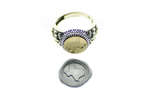 Home State Signet Ring - Backtozero B20 - 12f, 12mm, 12mm ring, accessory, Fleur de Lis, him, jewelry, ring, signet ring, size 10, size 11, size 8, size 9, State, state map, state ring, wax seal, wax seal ring, wax seal stamp