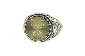Antler Signet Ring - Backtozero B20 - 12l, 12mm, 12mm ring, Animal, Antler, Deer, deer stag, her, lace, ring, signet ring, size 10, size 7, size 8, size 9, wax seal, wax seal ring