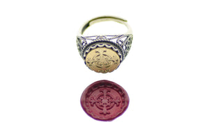 Cross Signet Ring - Backtozero B20 - 12l, 12mm, 12mm ring, Cross, Deco, Decorative, her, lace, ring, signet ring, size 10, size 7, size 8, size 9, Victorian, wax seal, wax seal ring