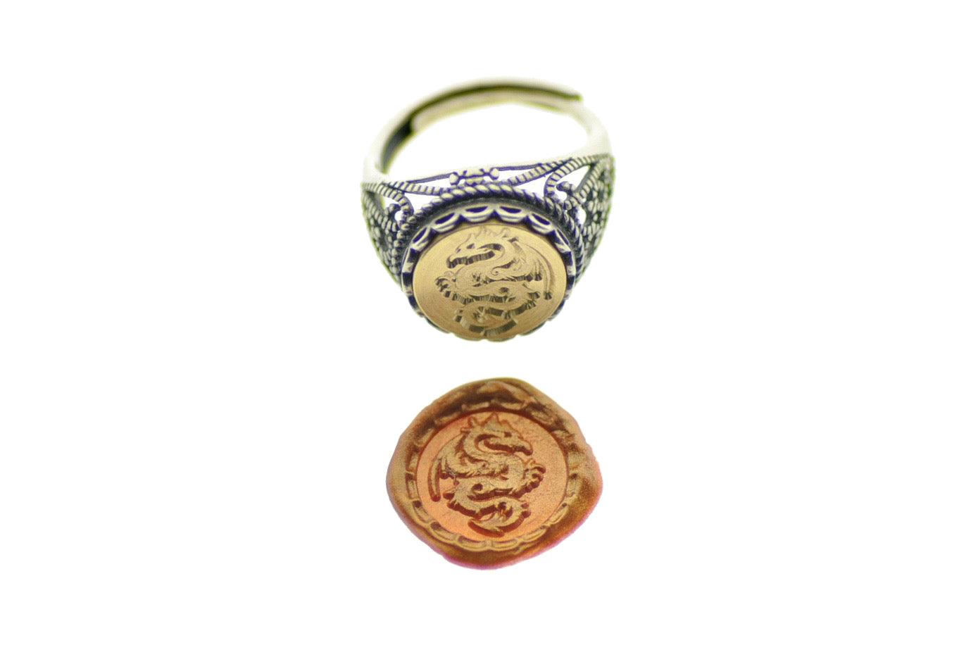 Decorative Filigree Signet Ring - Backtozero B20 - 12l, 12mm, 12mm ring, accessory, Deco, Decorative, Fleur de Lis, her, jewelry, lace, ring, signet ring, size 10, size 7, size 8, size 9, wax seal, wax seal ring, wax seal stamp