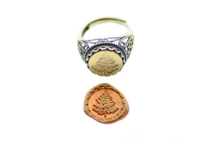 Fern Signet Ring - Backtozero B20 - 12l, 12mm, 12mm ring, Botanical, Crown, her, lace, Leaf, Nature, plane, ring, Royal, signet ring, size 10, size 7, size 8, size 9, wax seal, wax seal ring