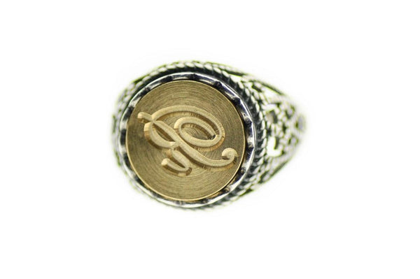 Personalized Script Initial Lace 925 Silver Signet Wax Seal Intaglio ...