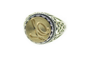 Script Initial Signet Ring - Backtozero B20 - 12l, 12mm, 12mm ring, 1initial, accessory, Custom, custom ring, Initial, jewelry, lace, One Initial, Personalized, ring, signet ring, size 10, size 7, size 8, size 9, wax seal, wax seal ring, wax seal stamp