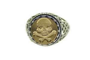 Skull Bone Signet Ring - Backtozero B20 - 12l, 12mm, 12mm ring, Bone, her, lace, Pirate, ring, signet ring, size 10, size 7, size 8, size 9, Skull, wax seal, wax seal ring, wax seal stamp