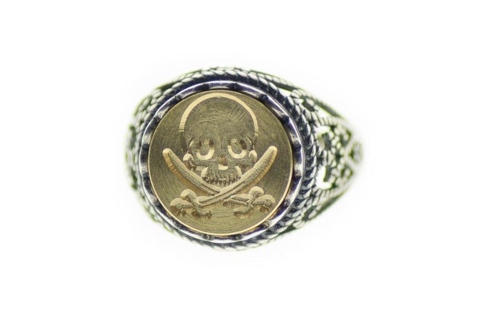 Skull Sword Signet Ring - Backtozero B20 - 12l, 12mm, 12mm ring, Bone, her, lace, Pirate, ring, signet ring, size 10, size 7, size 8, size 9, Skull, sword, wax seal, wax seal ring, wax seal stamp