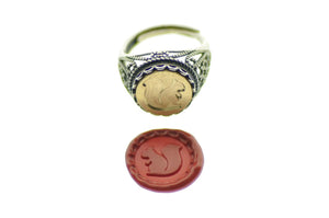 Squirrel Signet Ring - Backtozero B20 - 12l, 12mm, 12mm ring, accessory, her, jewelry, ring, signet ring, size 10, size 7, size 8, size 9, Squirrel, wax seal, wax seal ring, wax seal stamp, Woodland Animal