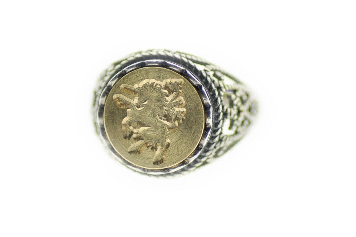 Unicorn Signet Ring - Backtozero B20 - 12l, 12mm, 12mm ring, accessory, her, jewelry, Mythical Creatures, ring, signet ring, size 10, size 7, size 8, size 9, unicorn, wax seal, wax seal ring, wax seal stamp